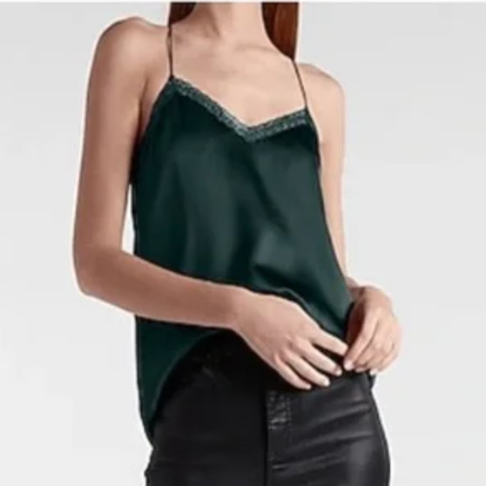 Express XX-Small Embroidered V-Neck Silk Barcelona Cami NWT